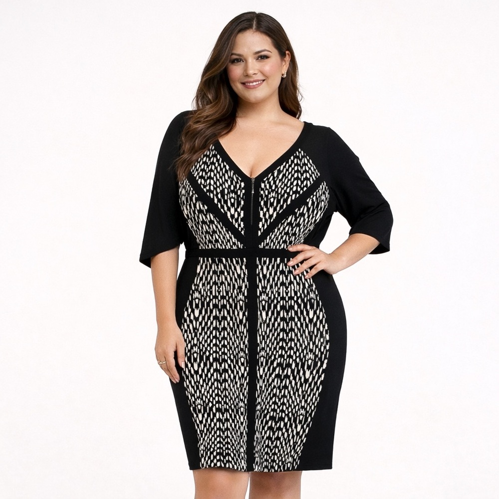 Lane Bryant Black White Sweater Dress NWT Size 14/16